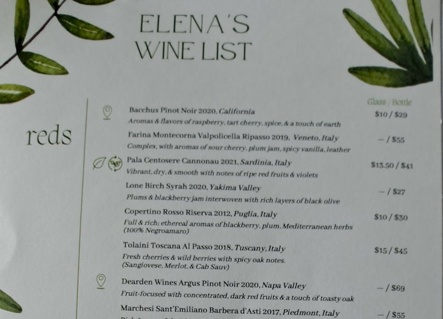 wine at Elena
