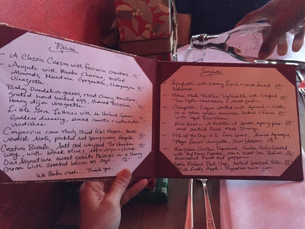 The Hand-Written Menu at Da Flora - Joe Content